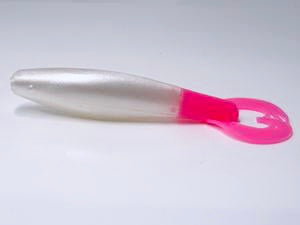 Psycho Chicken Shad, Pearl with Hot Pink Tail, 3.5 inches, qty 6